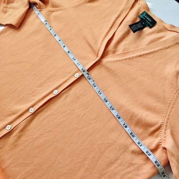 Lauren Ralph Lauren Apricot Cardigan Sweater Size XL - Picture 4 of 5